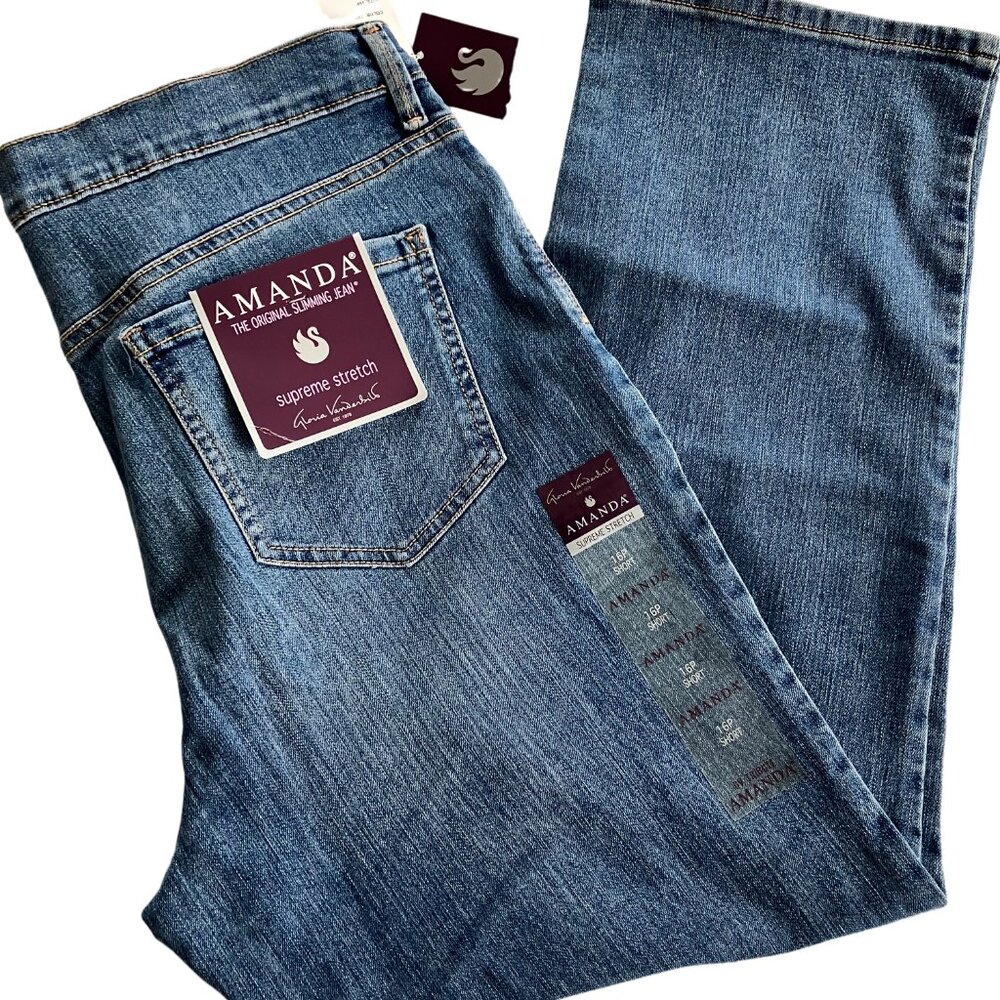 NWT Gloria Vanderbilt "Amanda" Slimming Jeans Size:  16P - Picture 3 of 8